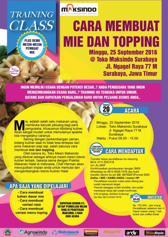 Training Usaha Mie dan Toping di Surabaya, 25 September 2016