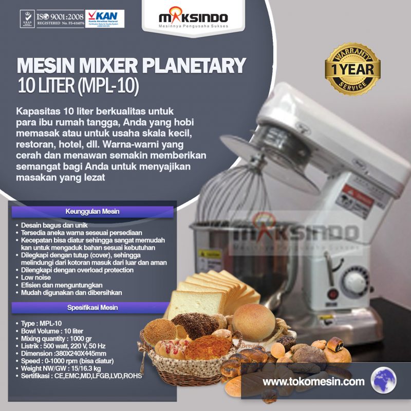 Mesin Mixer Planetary 10 Liter (MPL-10) - Gambar 2