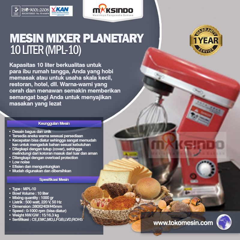 Mesin Mixer Planetary 10 Liter (MPL-10) - Gambar 3