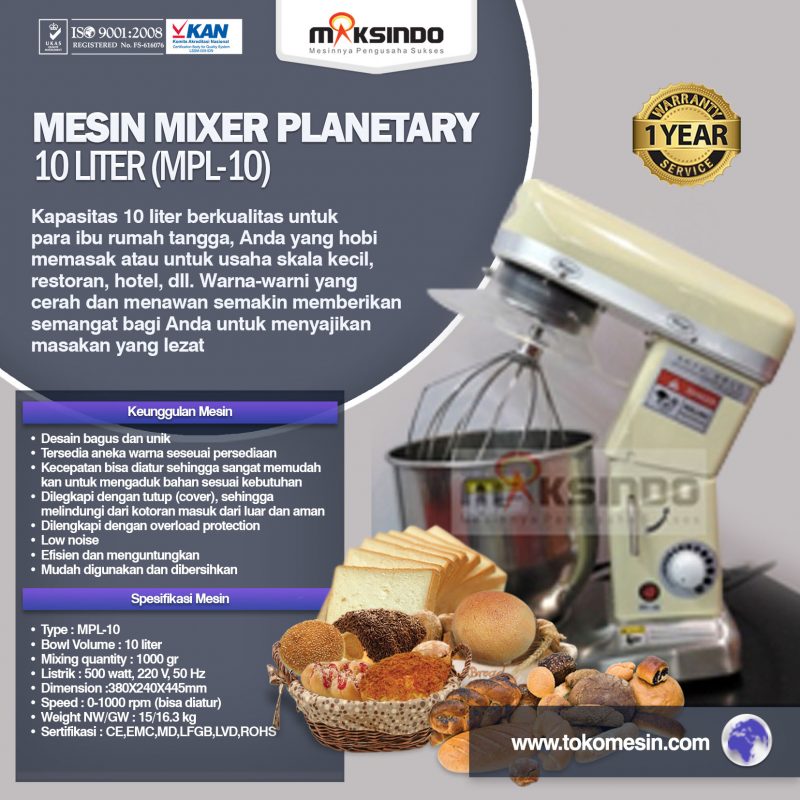Mesin Mixer Planetary 10 Liter (MPL-10) - Gambar 4