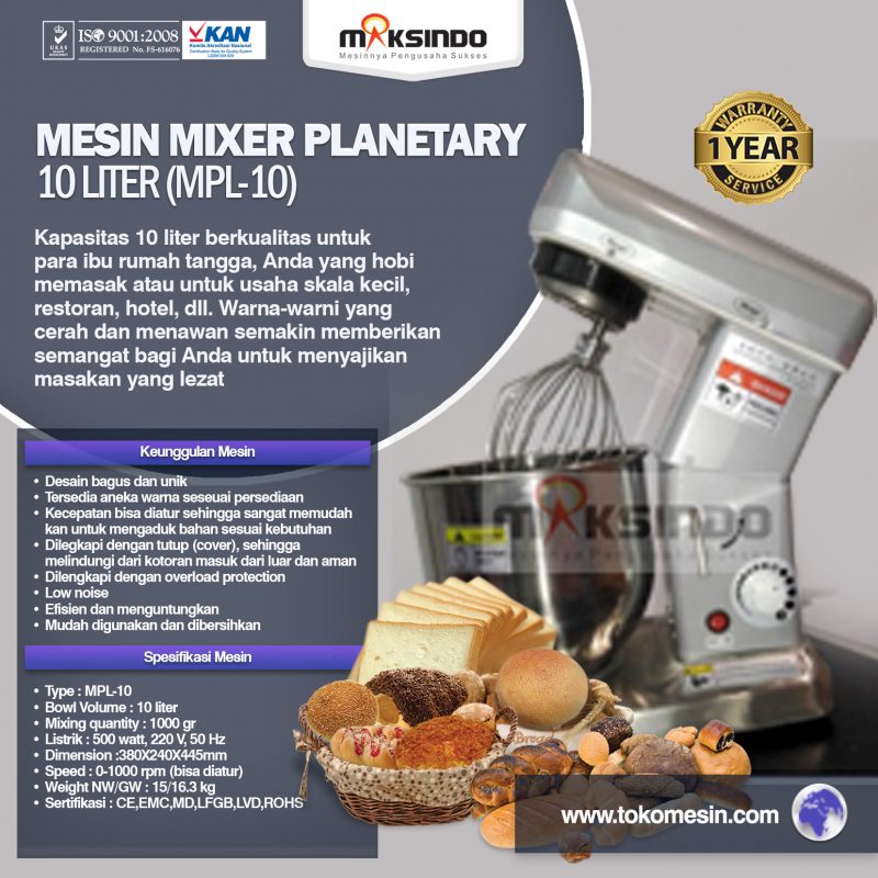 Mesin Mixer Planetary 10 Liter (MPL-10) - Gambar 5