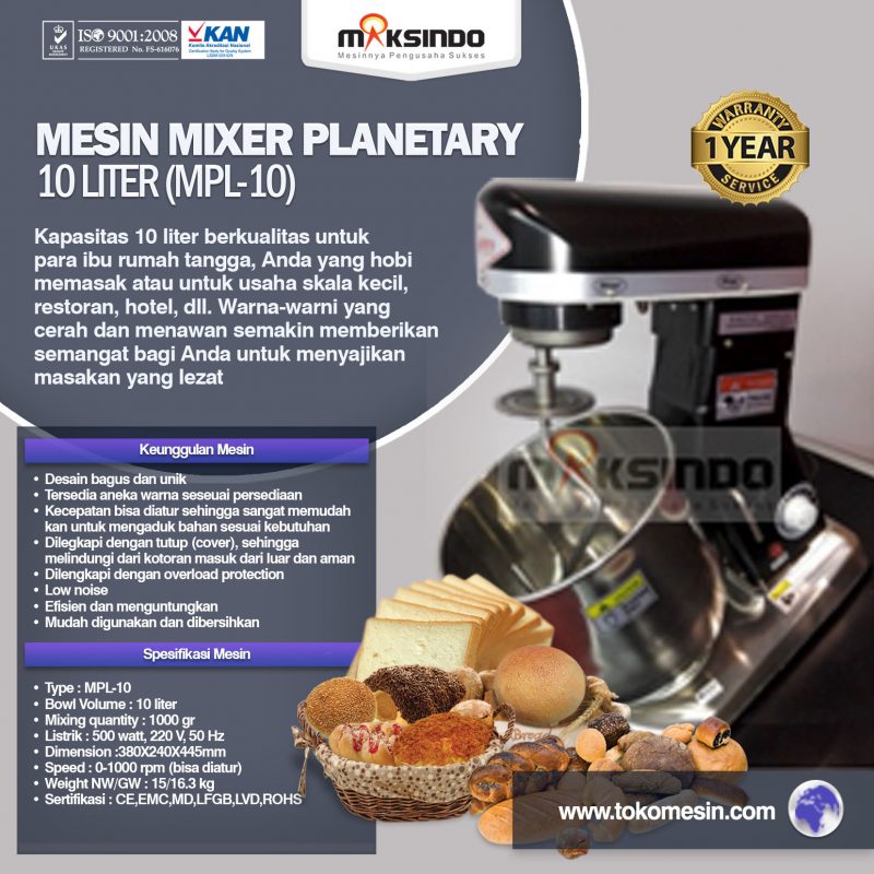 Mesin Mixer Planetary 10 Liter (MPL-10) - Gambar 6