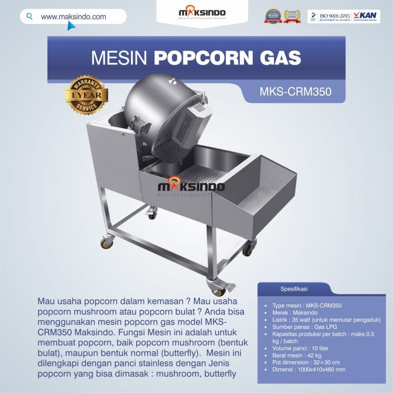 Jual Mesin Popcorn Gas LPG Murah Maksindo MKSPOP350