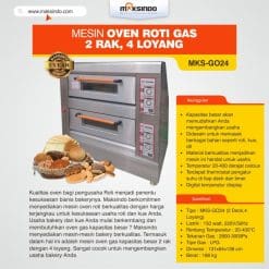 Mesin Oven Roti Gas 2 Rak 4 Loyang MKS-GO24