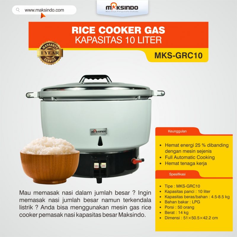 Rice Cooker Gas Kapasitas 10 Liter GRC10 Toko Mesin Maksindo