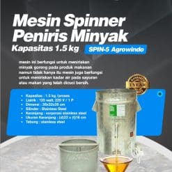 Mesin Spinner Peniris Minyak Kapasitas 1.5 kg SPIN-1.5 Agrowindo 
