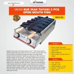 Mesin Kue Ikan Taiyaki 5 Pcs β Open Mouth Fish MKS-G5