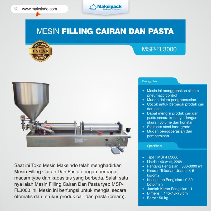 Mesin Filling Cairan Dan Pasta MSP-FL3000