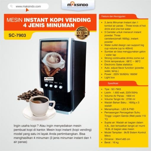 Mesin Instant Kopi Vending 4 Jenis Minuman SC-7903