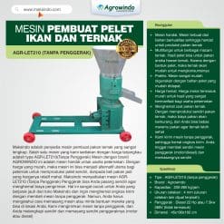 Mesin Pembuat Pelet Ikan dan Ternak AGR-LET210 (Tanpa Penggerak)
