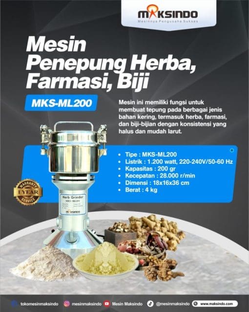 Penepung Herba, Farmasi, Biji (ML200)