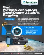 Mesin Pembuat Pelet Ikan dan Ternak Dengan 3 Buah Rol Penggiling (AGR-LET130)