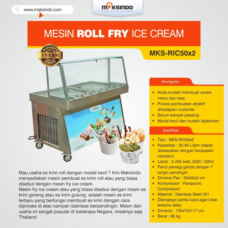 Mesin Roll Fry Ice Cream RIC50x2