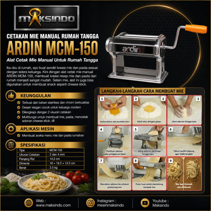 Cetakan Mie Manual Rumah Tangga MCM-150 ARDIN