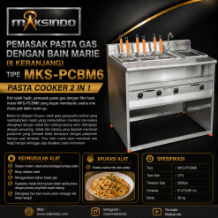 Pemasak Pasta Gas dengan Bain Marie (6 Keranjang) MKS-PCBM6