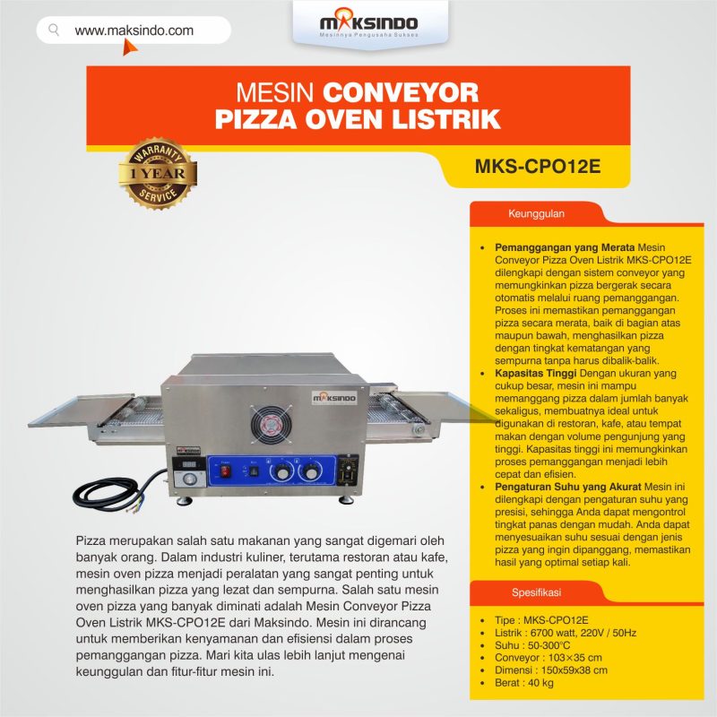 Mesin Conveyor Pizza Oven Listrik MKS-CPO12E
