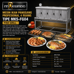 Mesin Ikan Panggang Profesional 4 Ruang (FISH GRILL) Maksindo MKS-FG04