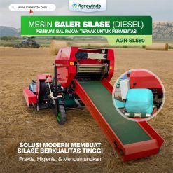 Mesin Baler Silase Agrowindo Diesel AGR-SLS80 Pembuat Bal Pakan Ternak Untuk Fermentasi