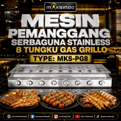 Pemanggang Serbaguna Full Stainless – Gas BBQ Grill 8 Tungku