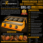 Panggangan Sate Gas Serbaguna 3 Tungku GRIL-03