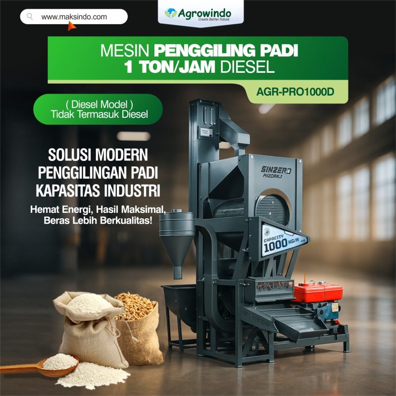 Mesin Penggiling Padi 1 Ton/Jam Agrowindo AGR-PRO1000D (Diesel Model) – Tidak Termasuk Diesel