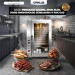 Mesin Pengasap Daging, Ayam, Ikan, Sosis Smokehouse Serbaguna 9 Rak GAS – GRILLO-SMK9