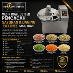 Mesin Bowl Cutter Pencacah Sayuran dan Daging Food Grade MKS-BC20