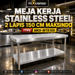 Meja Kerja Stainless Steel 2 Lapis 150 cm Maksindo MKS-WTS150