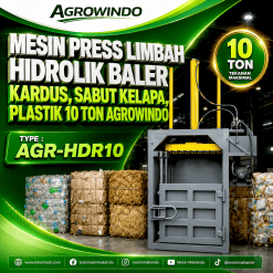 Mesin Press Limbah Hidrolik Baler Kardus, Sabut Kelapa, Plastik 10 Ton Agrowindo AGR-HDR10