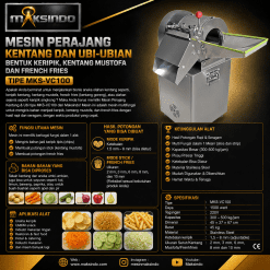 Mesin Perajang Kentang dan Ubi-Ubian Bentuk Keripik, Kentang Mustofa dan French Fries (MKS-VC100)