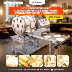 Mesin Pencetak Kulit Lumpia dan Risoles Serbaguna (MKS-RSL22) – Double Row 20 cm + Conveyor