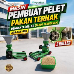 Mesin Pembuat Pelet Pakan Ternak 3 Roller AGR-LET160B (TANPA PENGGERAK) Dan Penggerak Diesel