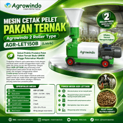 Mesin Cetak Pelet Pakan Ternak Agrowindo 2 Roller Type AGR-LET150B (listrik)