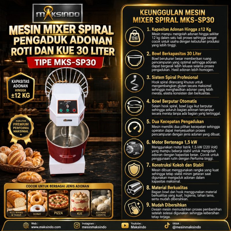 Mixer Spiral 30 Liter MKS-SP30 - Gambar 4
