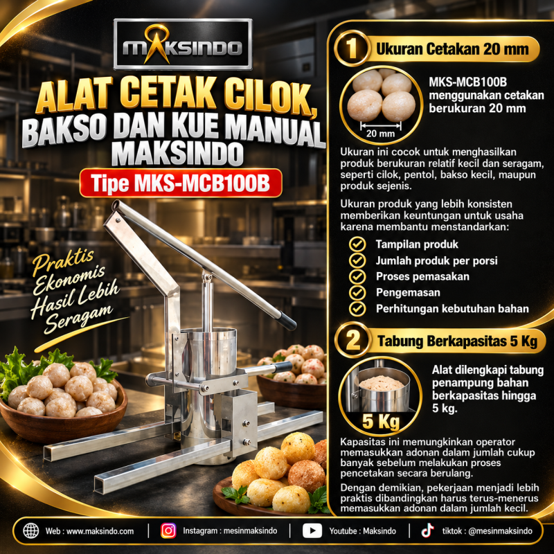 Alat Cetak Cilok, Bakso dan Kue Manual 2 cm MKS-MCB100B - Gambar 5
