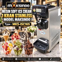 Mesin Soft Ice Cream 1 Kran Stainless Model Maksindo MKS-ISC16S
