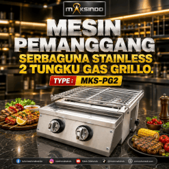 Pemanggang Serbaguna – Gas BBQ Grill 2 Tungku Full Stainless