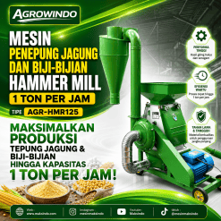 Mesin Penepung Jagung Dan Biji-Bijian Hammer Mill 1 Ton Per Jam AGR-HMR125