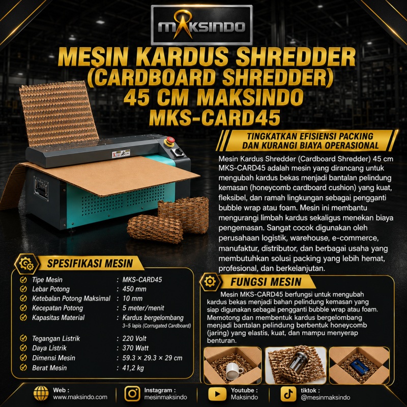 Mesin Kardus Shredder (Cardboard Shredder) 45 cm Maksindo MKS-CARD45 - Gambar 3