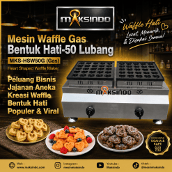Mesin Gas Waffle Bentuk Hati 50 Lubang MKS-HSW50G