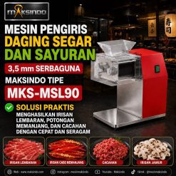 Mesin Pengiris Daging Segar dan Sayuran 3,5 mm Serbaguna Maksindo MKS-MSL90