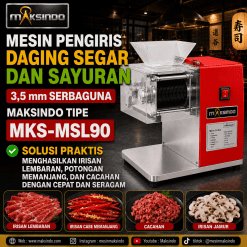 Mesin Pengiris Daging Segar dan Sayuran 3,5 mm Serbaguna Maksindo MKS-MSL90