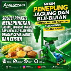 Mesin Penepung Jagung dan Biji-Bijian Hammer Mill 600 Kg per Jam Agrowindo AGR-HMR120