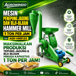Mesin Penepung Jagung Dan Biji-Bijian Hammer Mill 1 Ton Per Jam AGR-HMR125