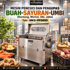 Mesin Pencuci dan Pengupas Buah-Sayuran-Umbi (Kentang,Wortel,Ubi, jahe) MKS-PPS800