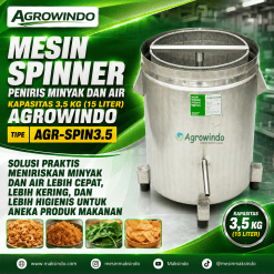 Mesin Spinner Peniris Minyak dan Air Kapasitas 3,5 Kg (15 Liter) Agrowindo AGR-SPIN3.5