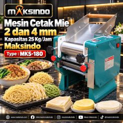 Mesin Cetak Mie 2 dan 4 mm Kapasitas 25 Kg/Jam Maksindo MKS-180