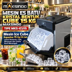 Mesin Es Batu Kristal Bentuk Cube 15 Kg Maksindo MKS-ICU15