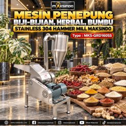Mesin Penepung Biji-Bijian, Herbal, Bumbu Stainless 304 Hammer Mill Maksindo MKS-GRD160SS