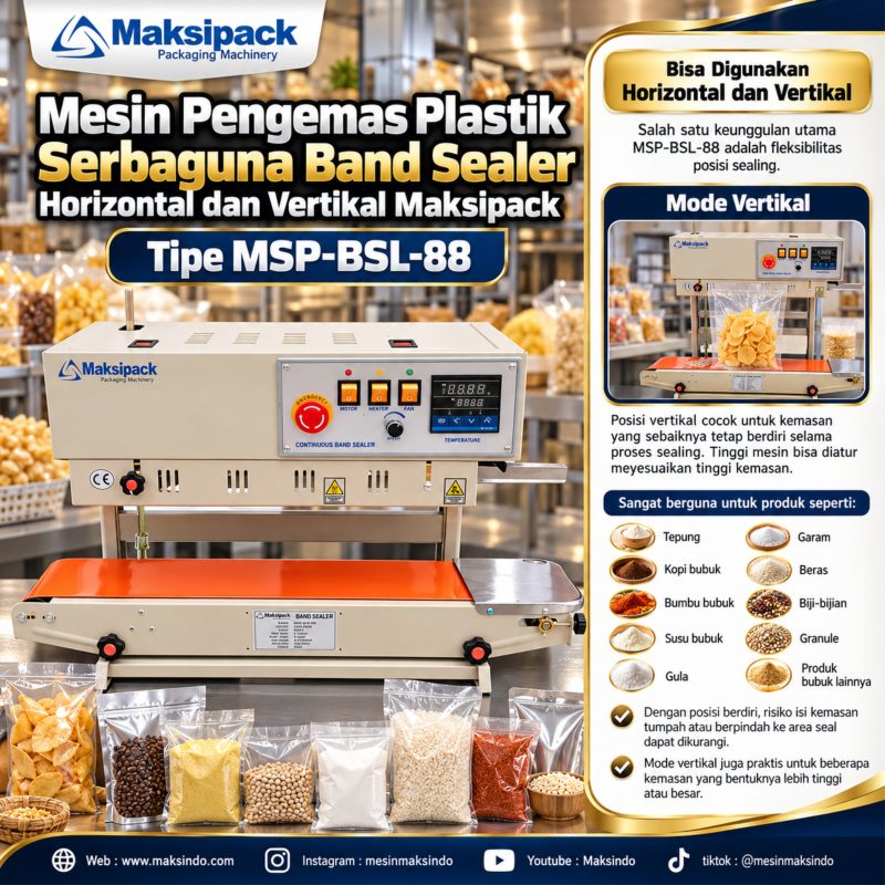 Mesin Pengemas Plastik Serbaguna Band Sealer Horizontal dan Vertikal Maksipack MSP-BSL-88 - Gambar 6